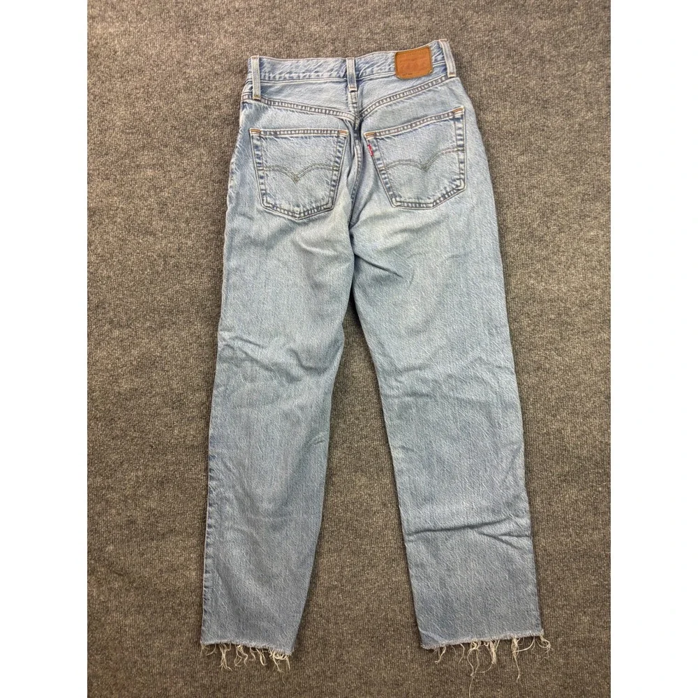 Levis 501 Jeans Womens 26 Blue Light Wash Straight Leg Raw Hem Button Fly - Picture 8 of 11
